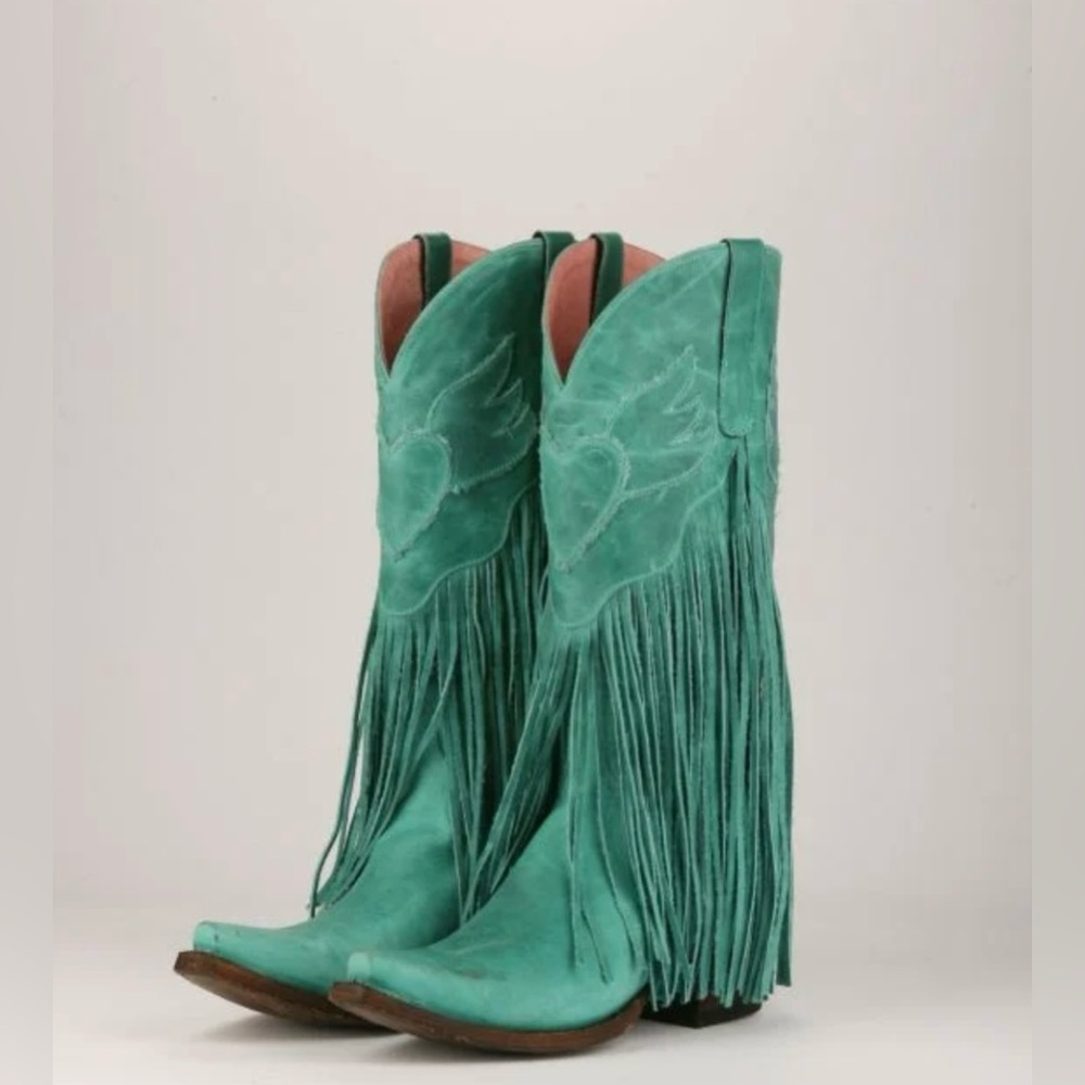 JUNK GYPSY BY LANE WOMEN'S DREAMER FRINGE WESTERN BOOTS - TEAL SIZE 7 NEW NO BOX